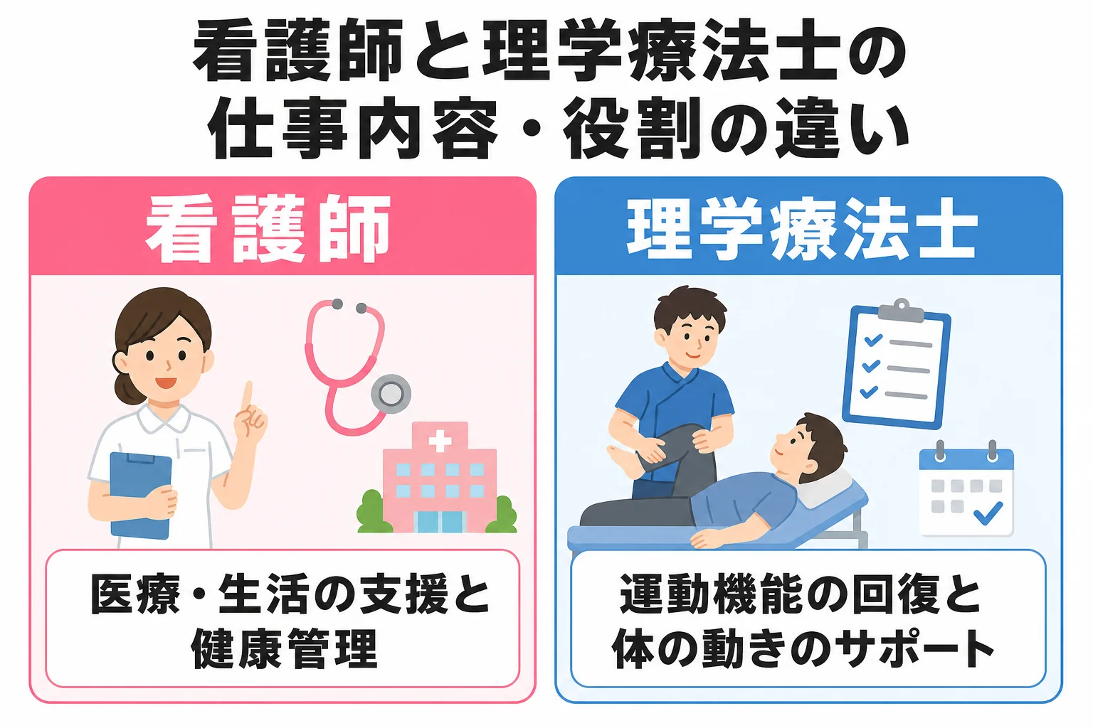 看護師と理学療法士の仕事内容・役割の違い